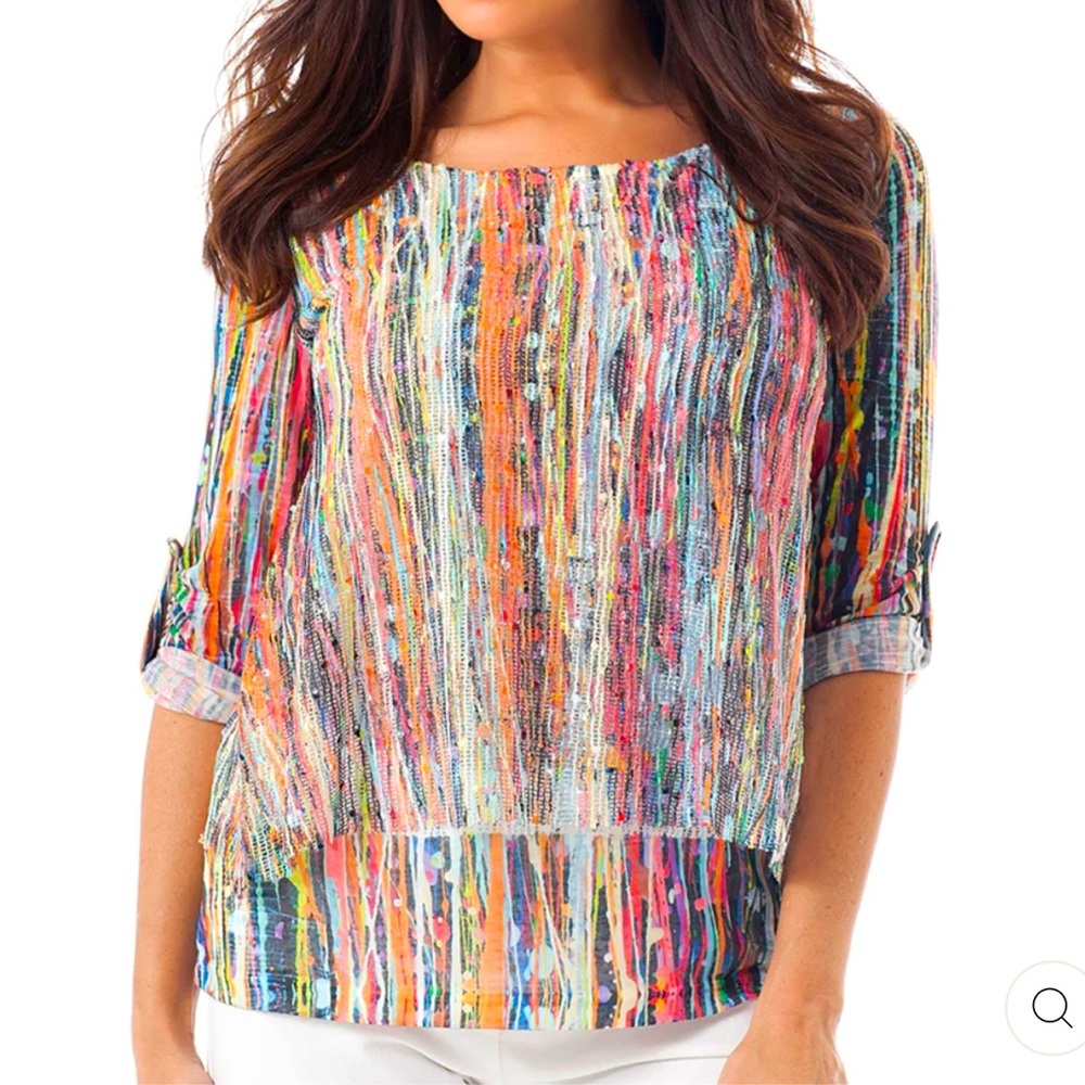 Paint Splatter Art to wear textured layered mesh Gauze made in Turkey size L